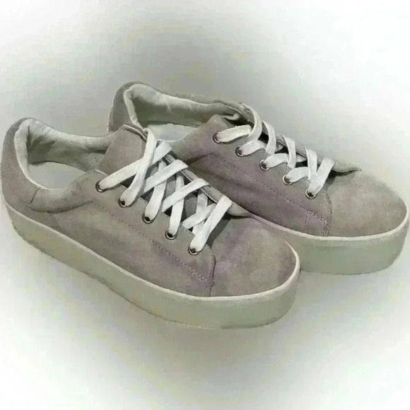 Steve Madden Palmer Platform Sneakers 9M Pink Cream Suede Y2K Soft Chunky - Picture 4 of 9